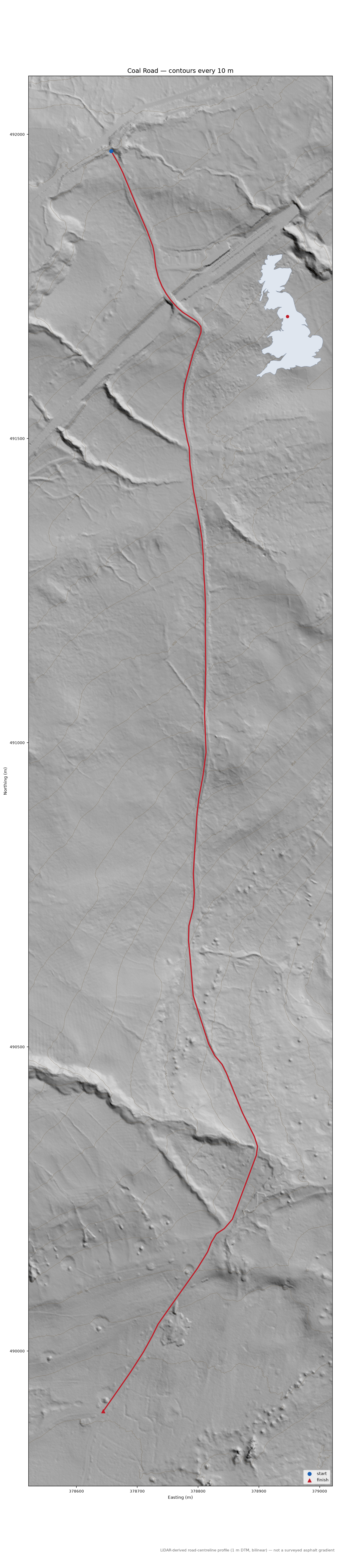 Coal Road LiDAR hillshade map with contours