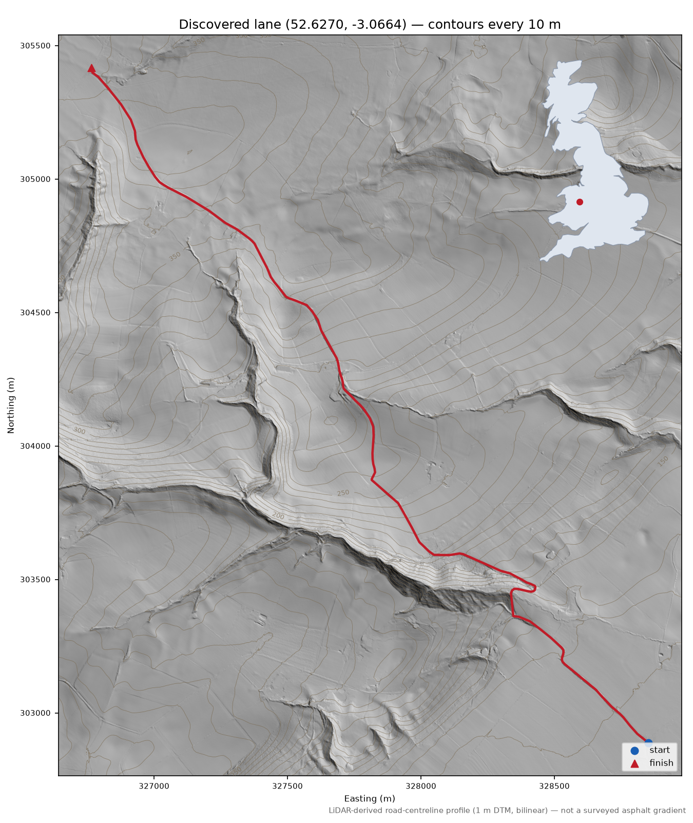 Marton to Beacon Ring LiDAR hillshade map with contours