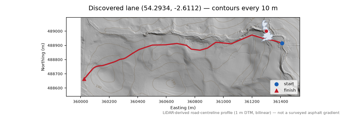 Lane near Killington LiDAR hillshade map with contours