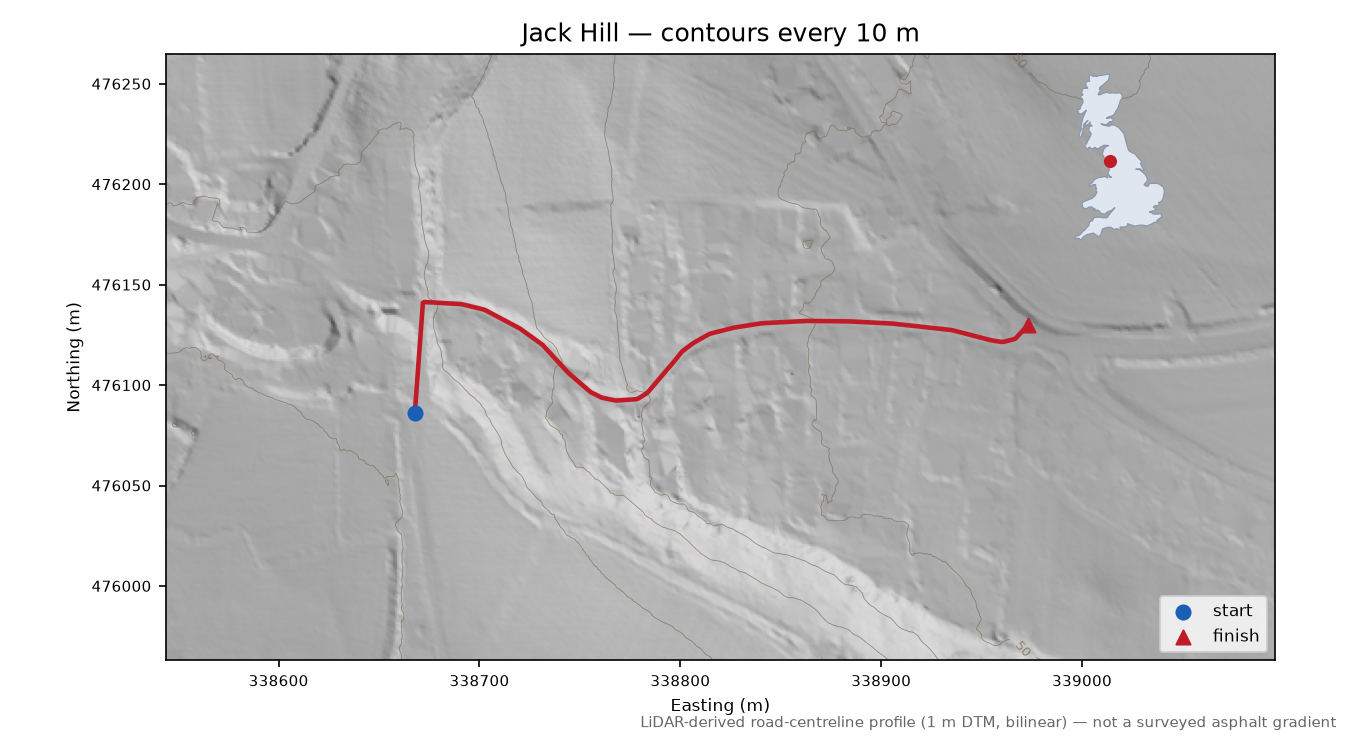 Jack Hill LiDAR hillshade map with contours