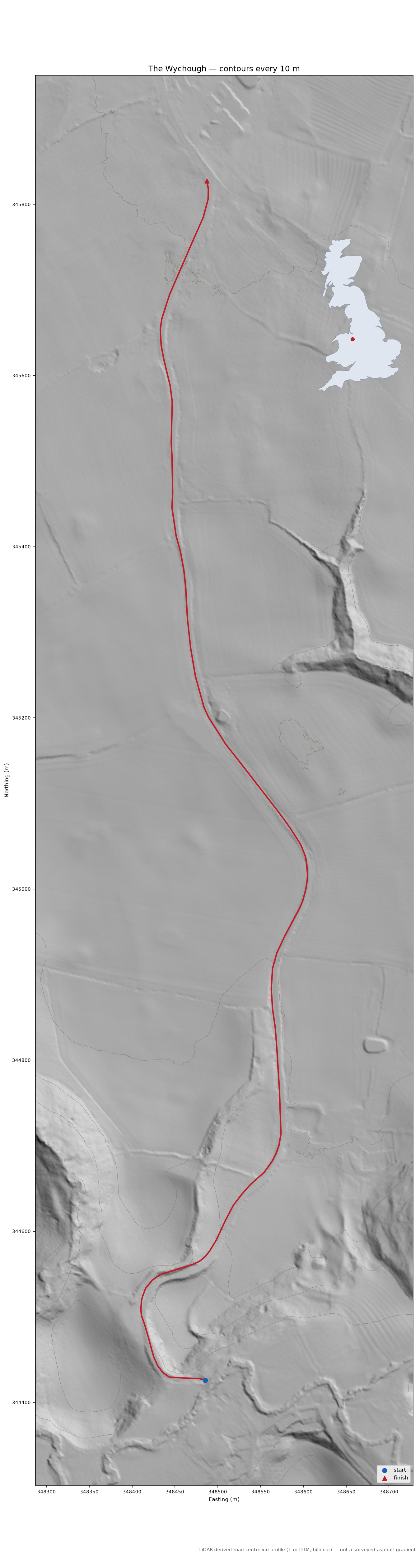 The Wychough LiDAR hillshade map with contours