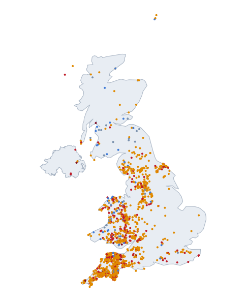 Map of every published climb across the UK