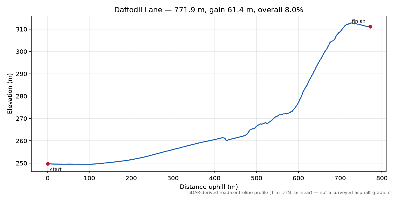 Daffodil Lane elevation profile