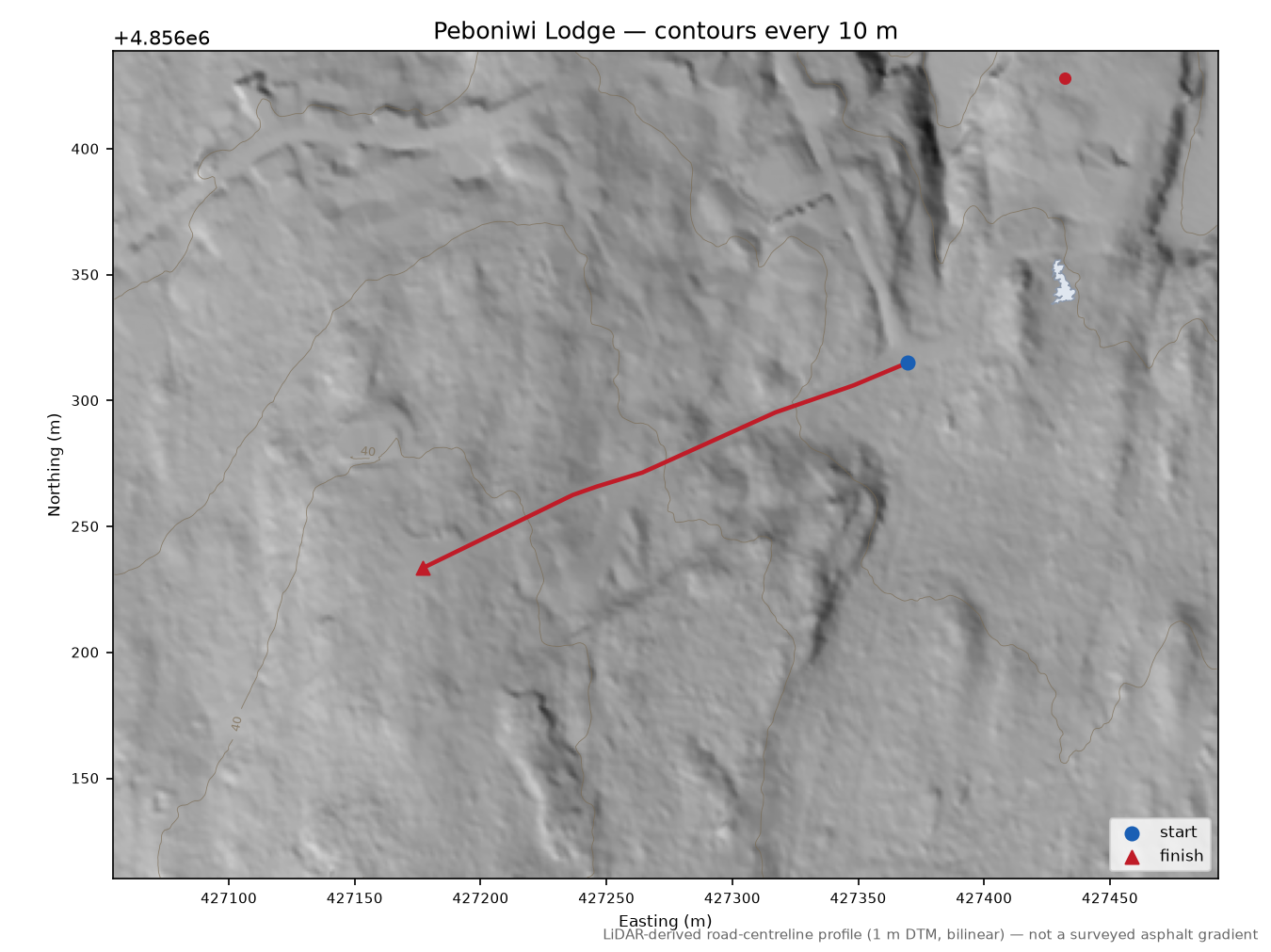 Peboniwi Lodge LiDAR hillshade map with contours